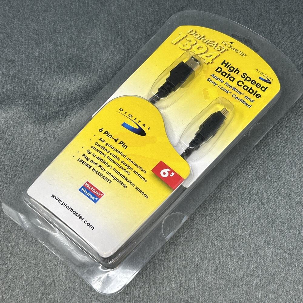 Promaster 6ft High Speed Data Cord Cable 6-Pin to 4-Pin DataFAST1394 NEW